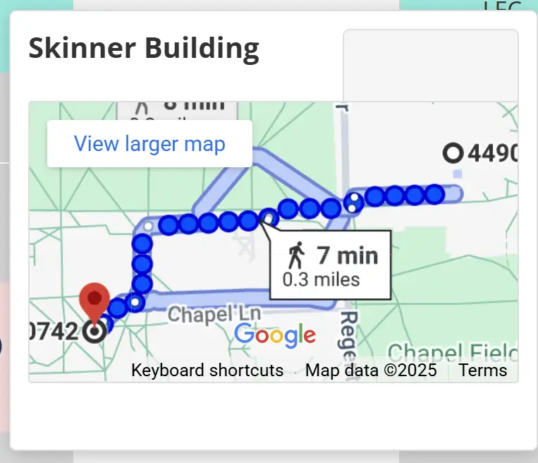 Getting directions from your location to campus buildings