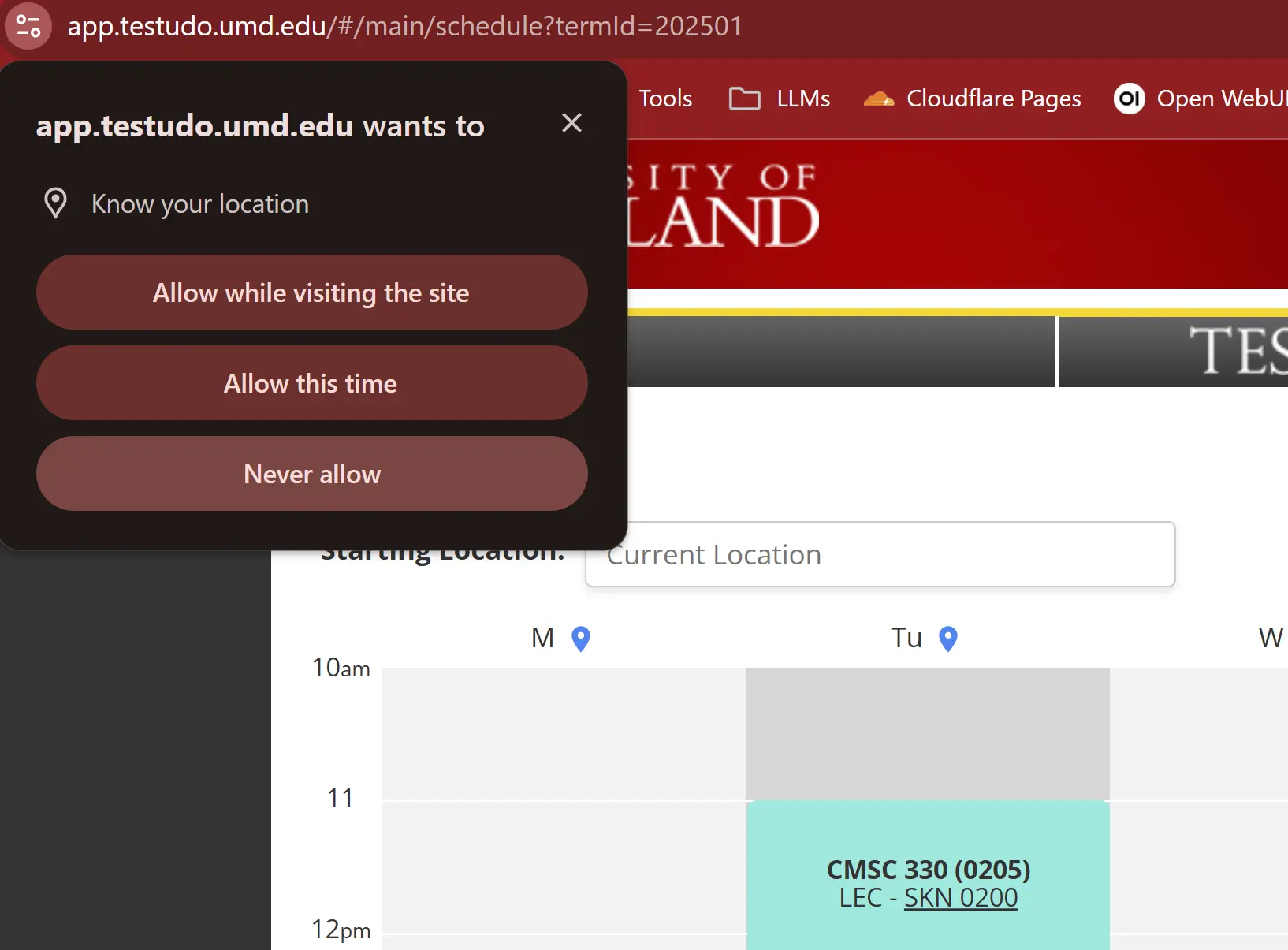 Permissions and location settings